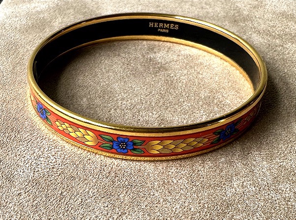 Hermès Jonc Bracelet In Decorated Gold-plated Metal-photo-3