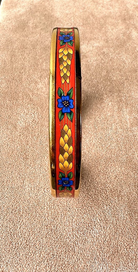 Hermès Jonc Bracelet In Decorated Gold-plated Metal-photo-4