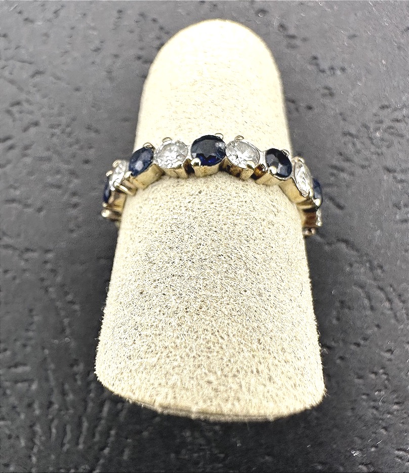 White Gold Wedding Ring With Sapphires And Diamonds-photo-2