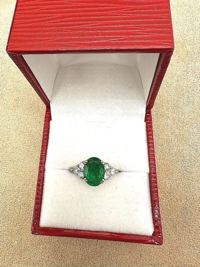 Bague Émeraude platine et or jaune-photo-3