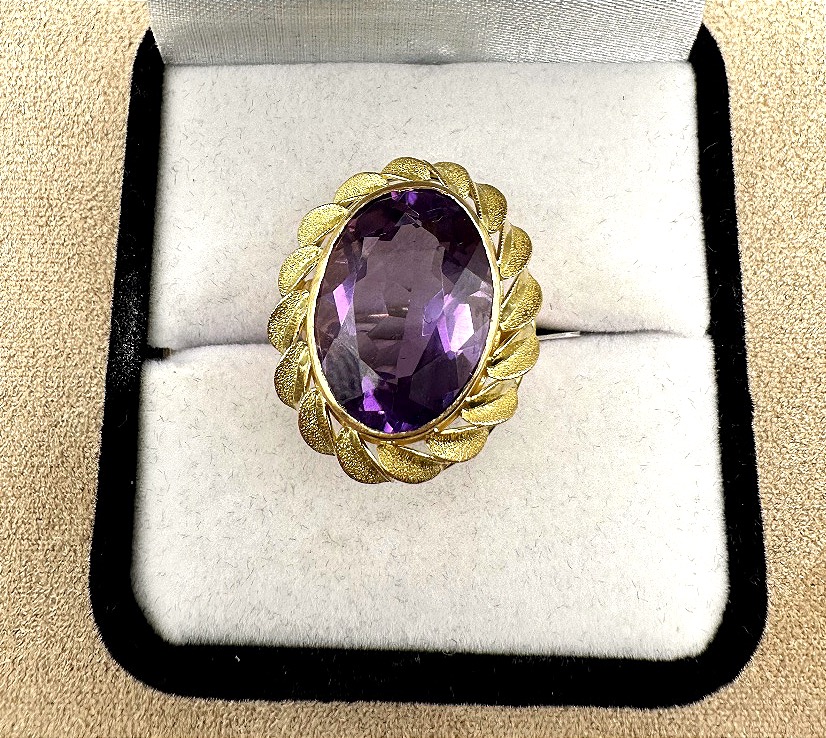 Bague Améthyste en or jaune-photo-2