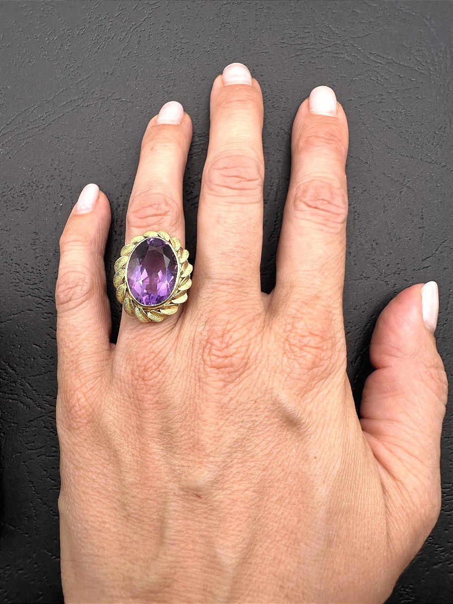Bague Améthyste en or jaune-photo-1
