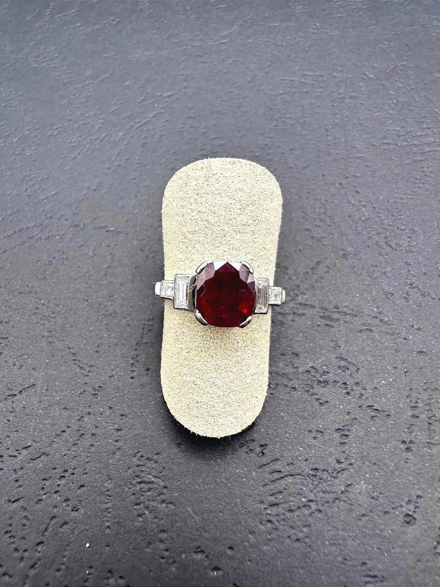 Platinum Ring With Rubies-photo-3