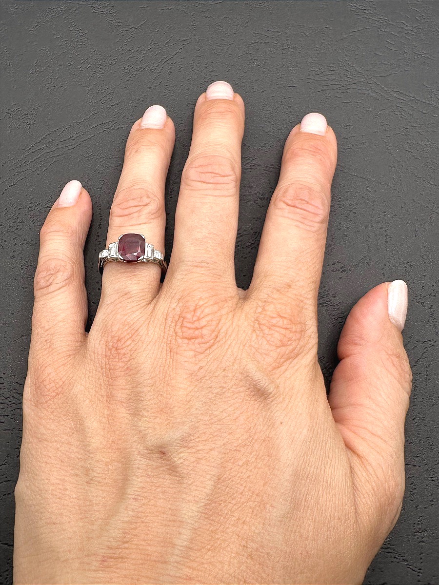 Platinum Ring With Rubies-photo-2