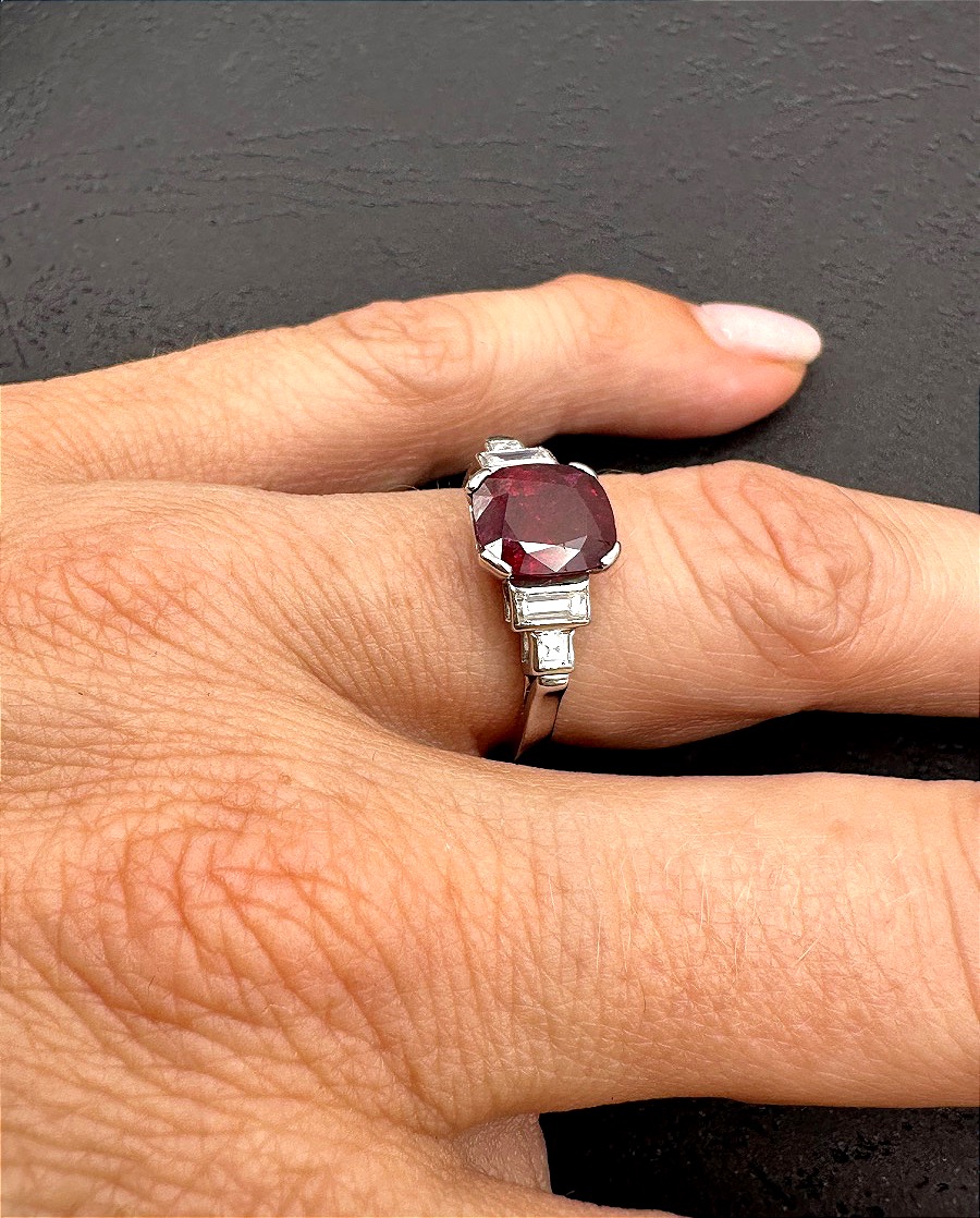 Platinum Ring With Rubies-photo-3