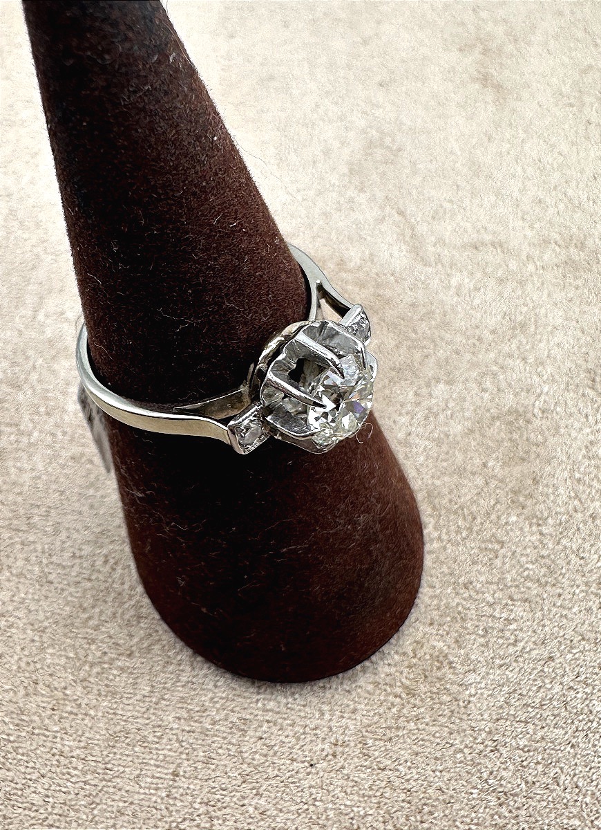 Bague Solitaire taille ancienne en or gris-photo-4