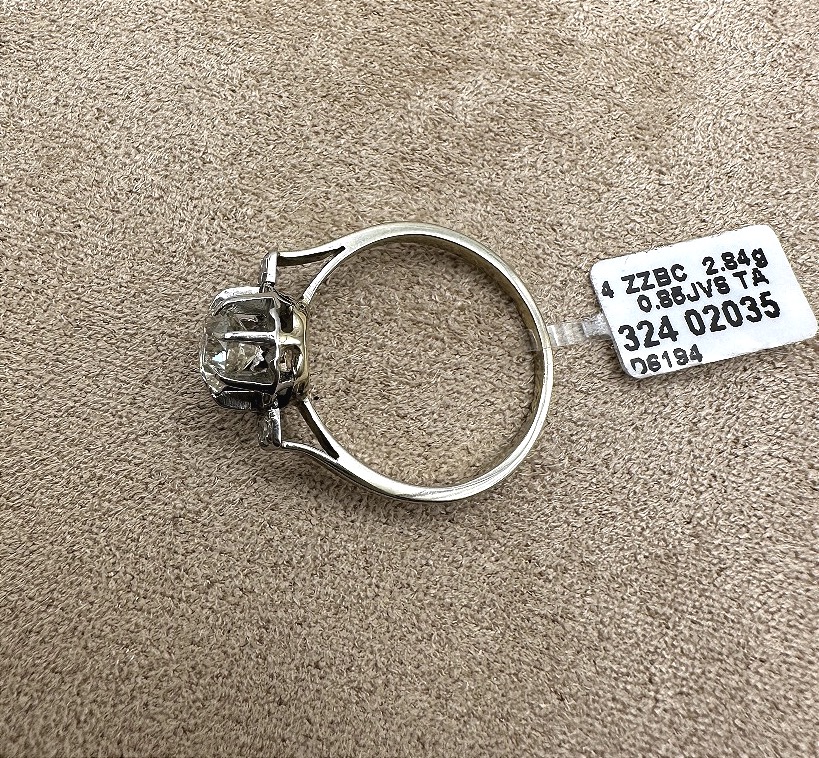 Bague Solitaire taille ancienne en or gris-photo-1