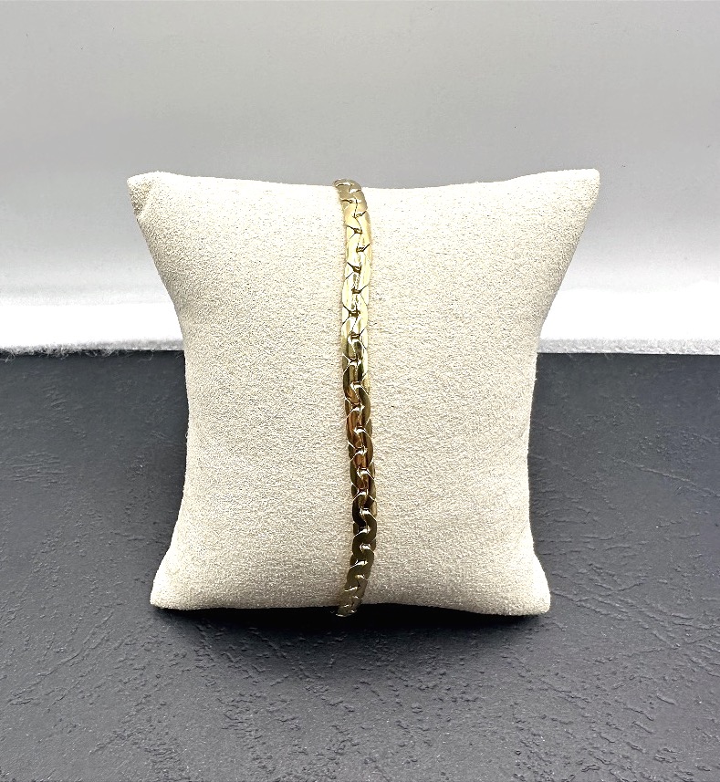 Flexible Yellow Gold Bean-link Bracelet-photo-2