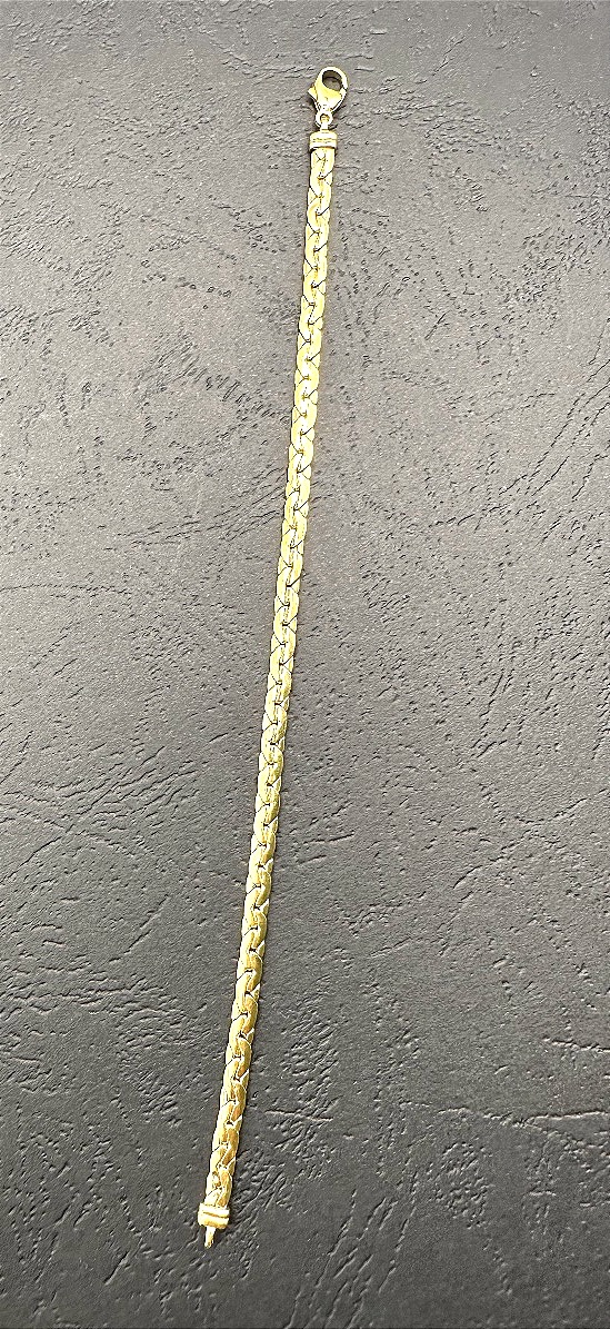 Flexible Yellow Gold Bean-link Bracelet-photo-3