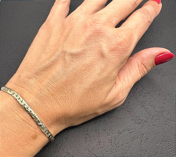 Flexible Yellow Gold Bean-link Bracelet-photo-4