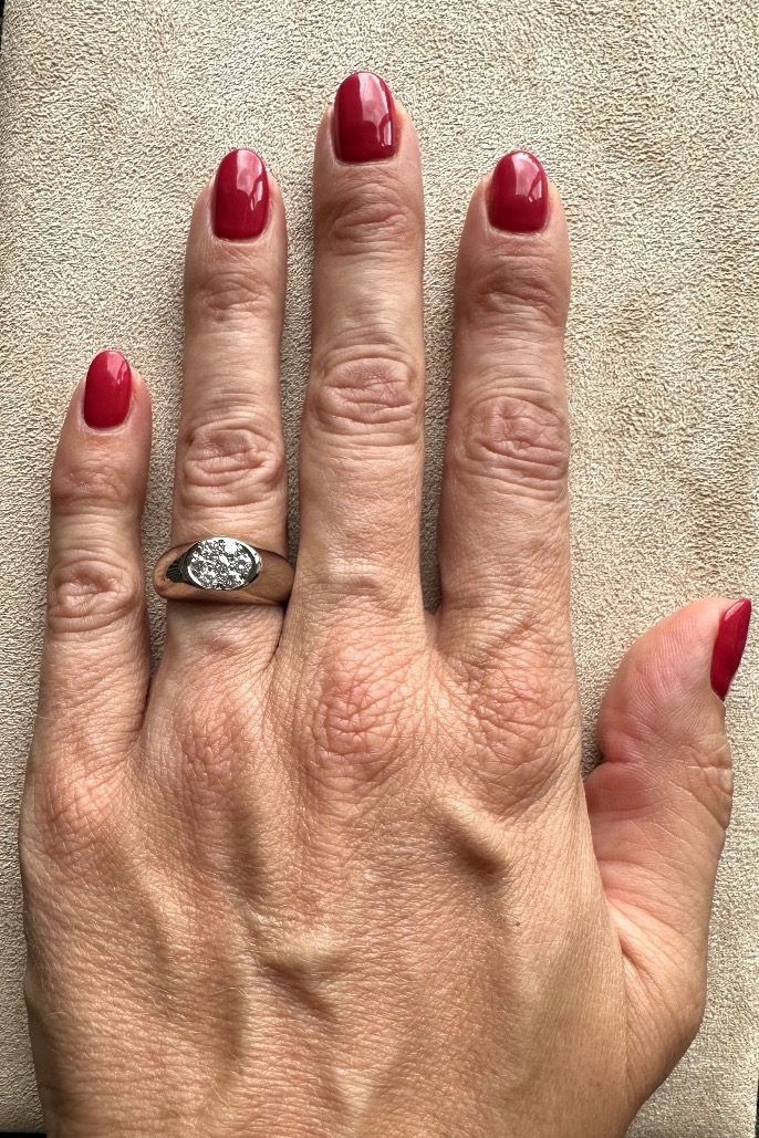 Bague Jonc Or Gris et Diamants-photo-3