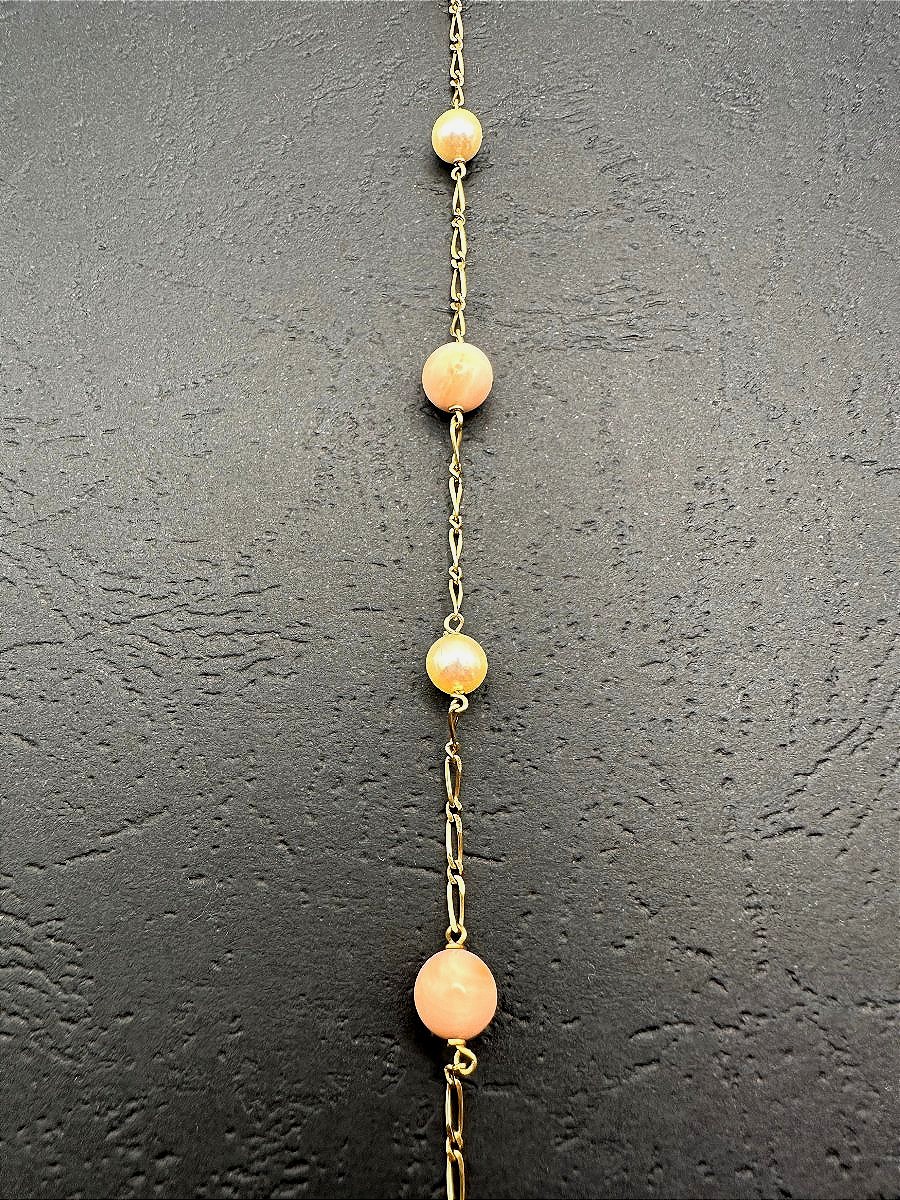 Bracelet With Coral And Cultured Pearls