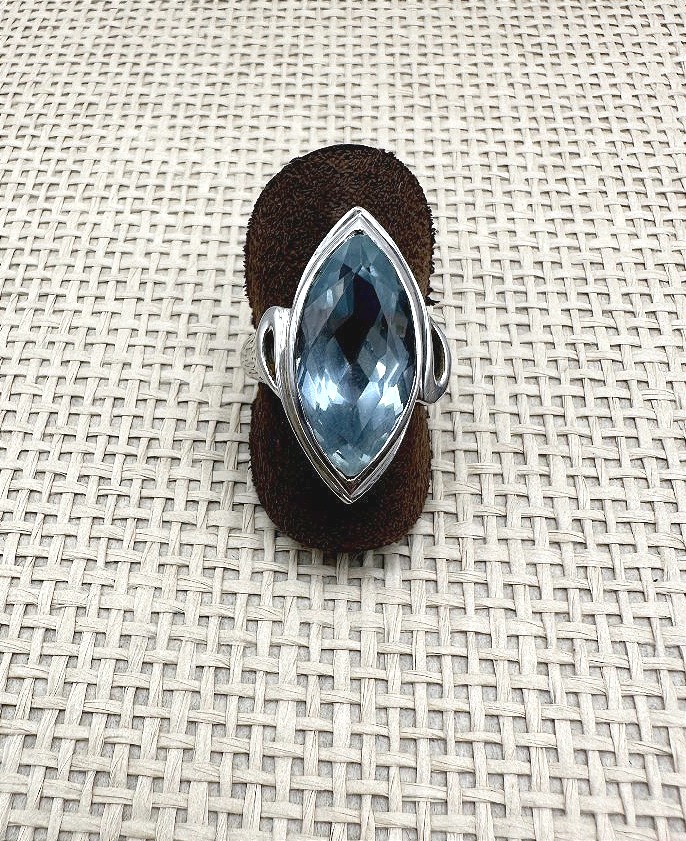 Bague en Or gris et Aigue Marine-photo-4