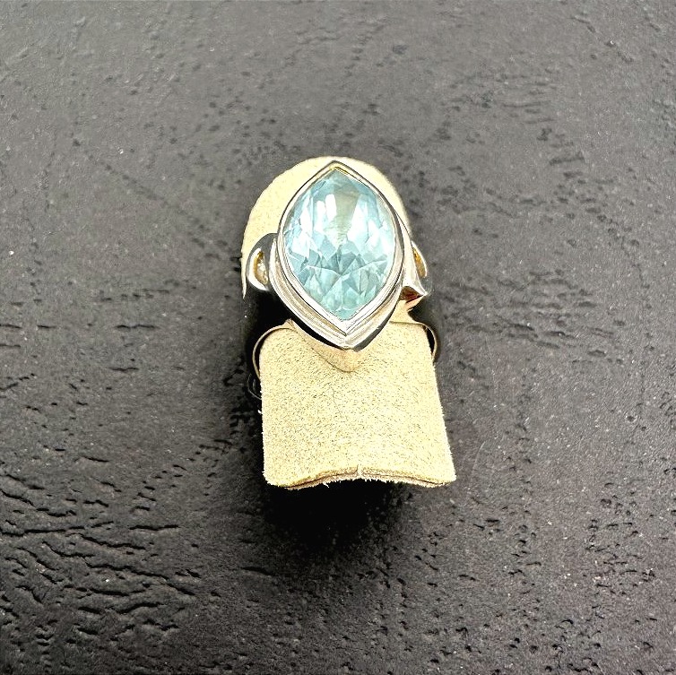 Bague en Or gris et Aigue Marine-photo-1