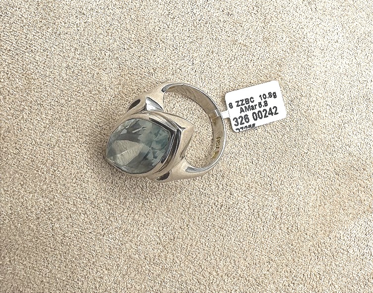Bague en Or gris et Aigue Marine-photo-2