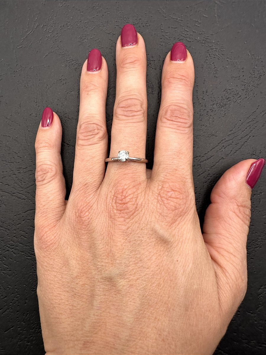 750-thousandths White Gold Diamond Solitaire Ring.-photo-2