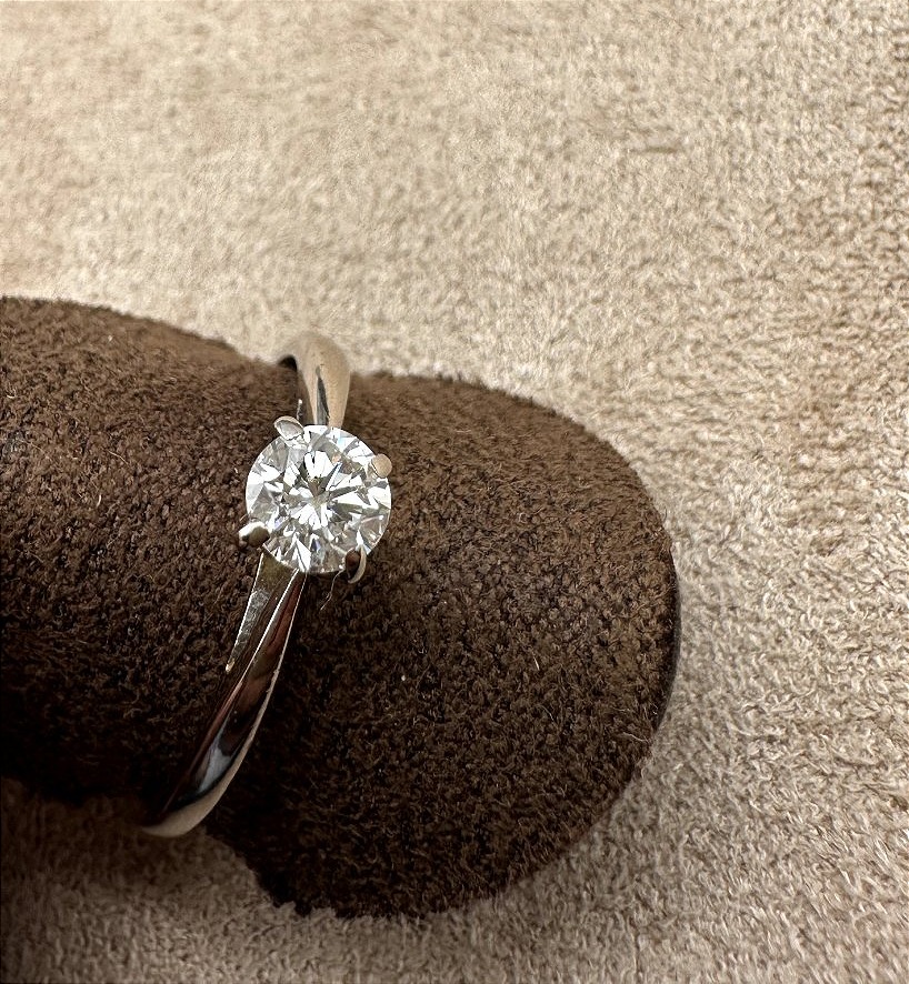 750-thousandths White Gold Diamond Solitaire Ring.-photo-1