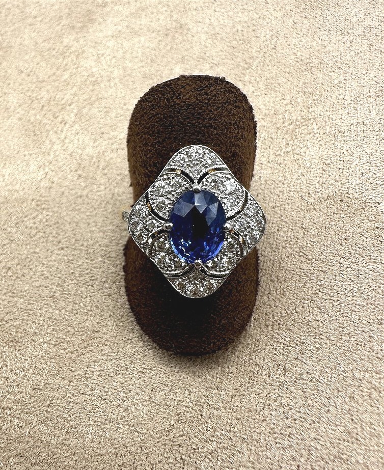 Gold Ring Set With A Sapphire-photo-2