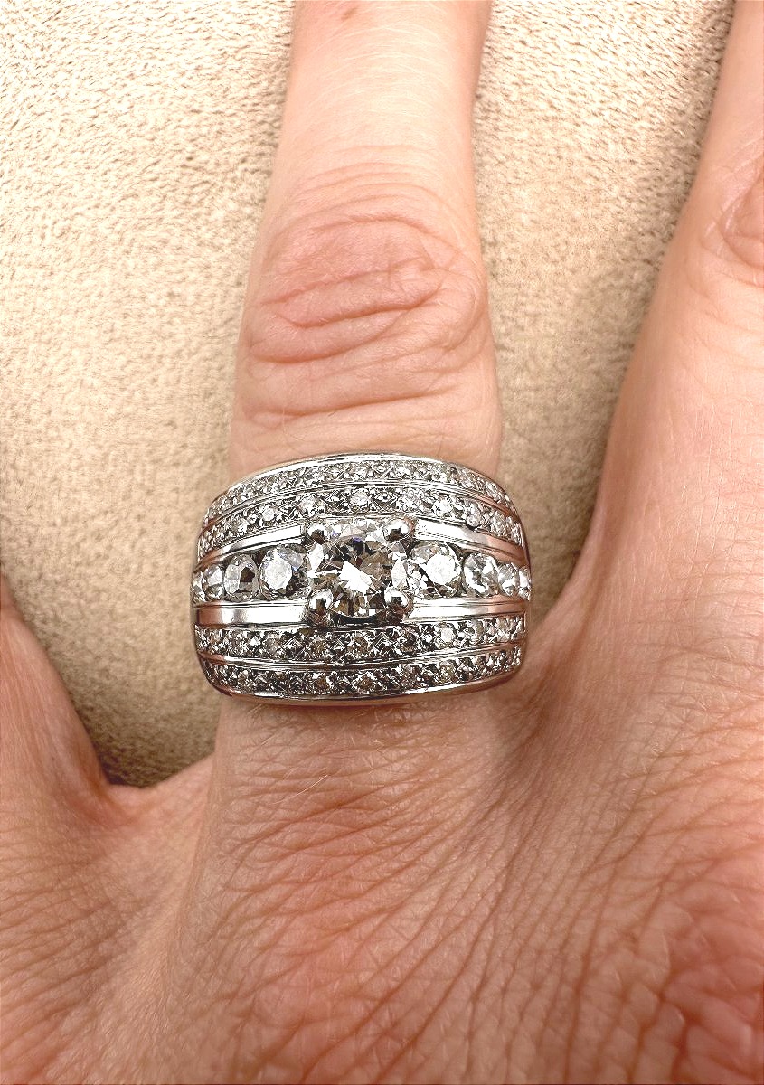 Bague jonc Diamants en or Gris-photo-1