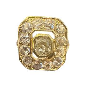 Bague en or jaune diamants taille ancienne