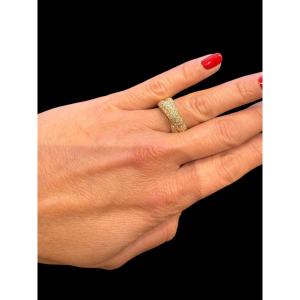 Bague double jonc diamants