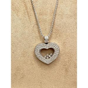 Pendentif coeur diamant et chaine palmier.