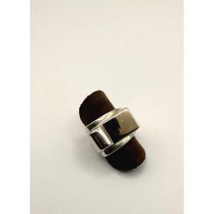 Bague tank argent et vermeil