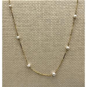 Yellow Gold And Pearl Necklace