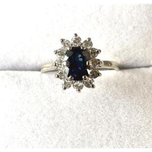 Bague Marguerite Saphir et Diamants