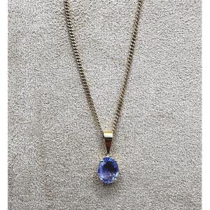 Pendentif en or Jaune et Saphir