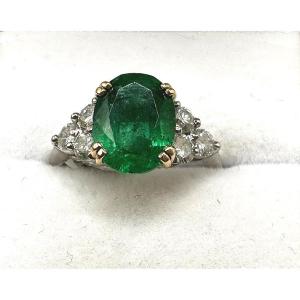 Platinum And Yellow Gold Emerald Ring