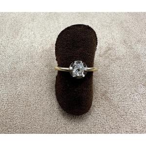 Solitaire taille ancienne or jaune et platine