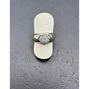 Bague Jonc Or Gris et Diamants