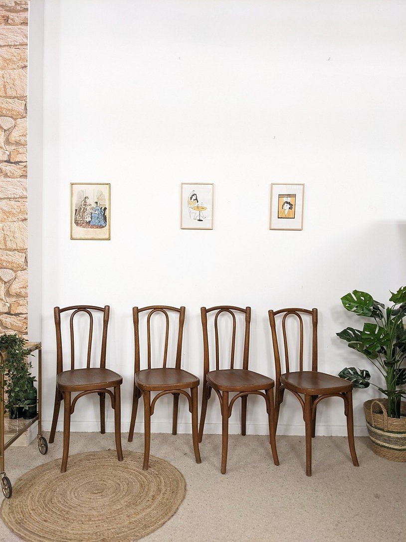 4 Curved Wood Bistro Chairs-photo-2