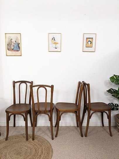 4 Curved Wood Bistro Chairs-photo-3