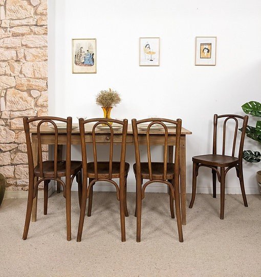 4 Curved Wood Bistro Chairs