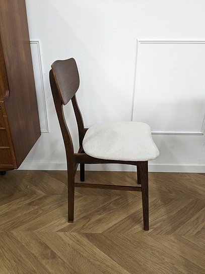 Chaise Scandinave Au Tissu Blanc-photo-2