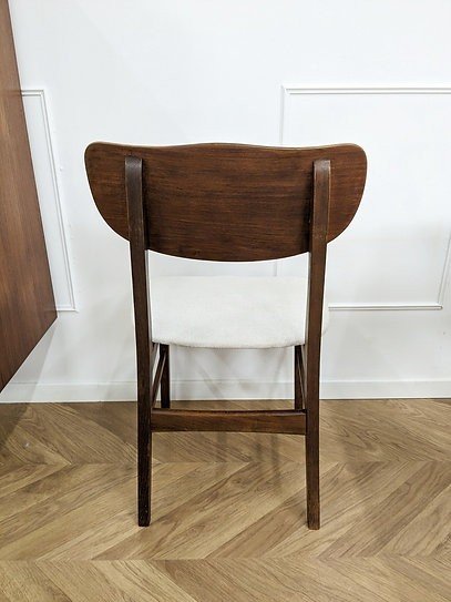 Chaise Scandinave Au Tissu Blanc-photo-3