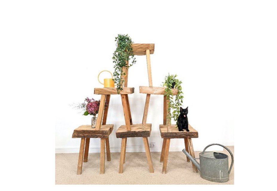 Tabouret  En Bois Brut industriel-photo-2