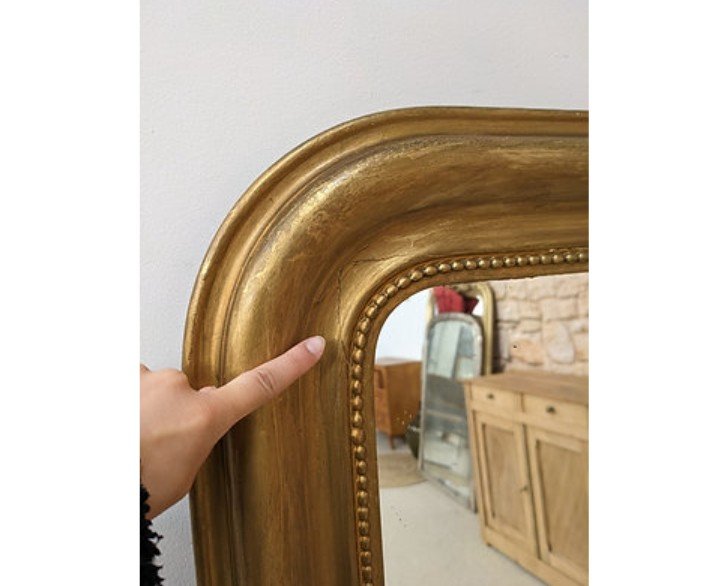 Miroir Ancien de style Louis Philippe Doré-photo-2