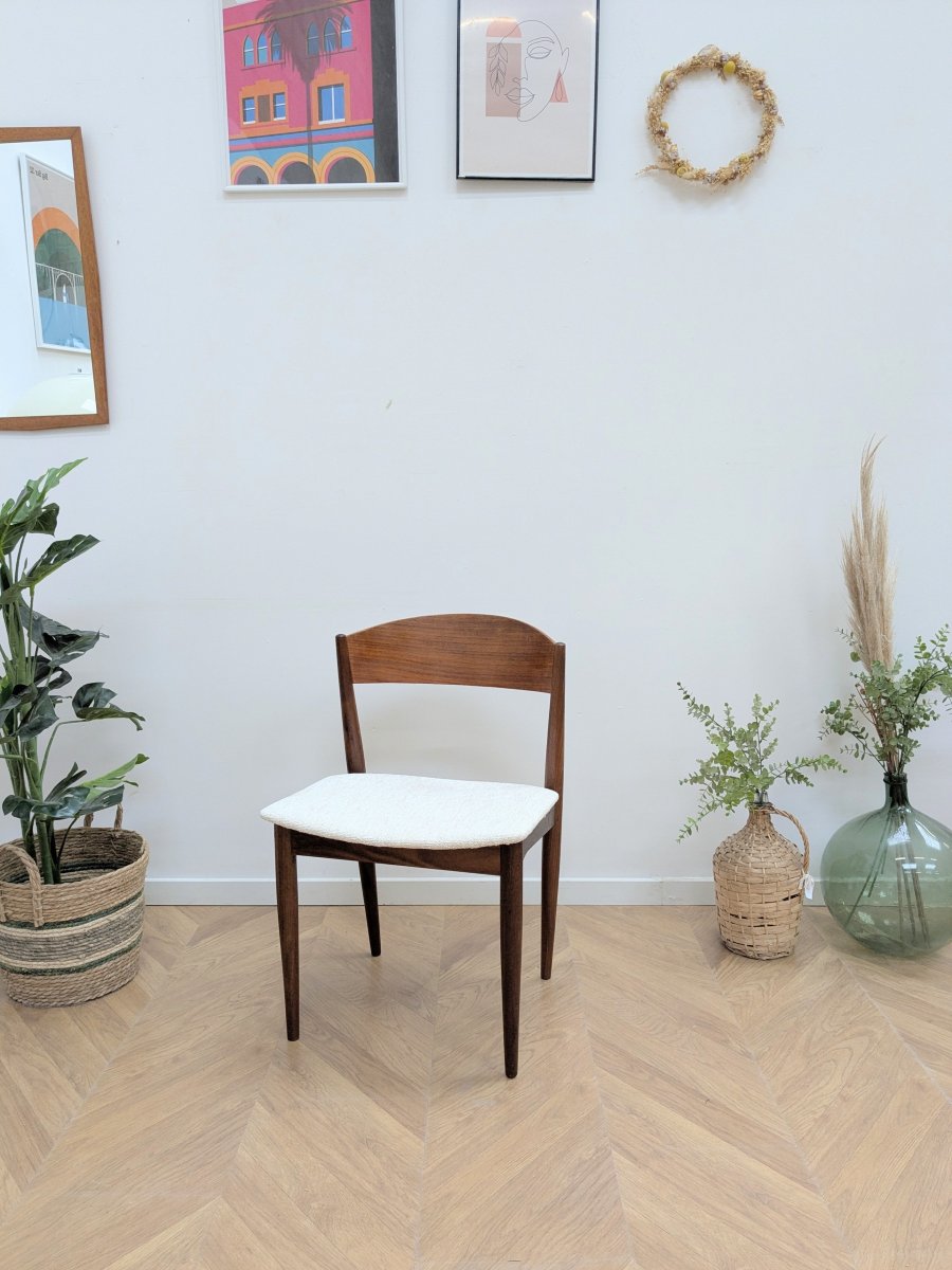 Vintage Scandinavian Chair Teak & Cream