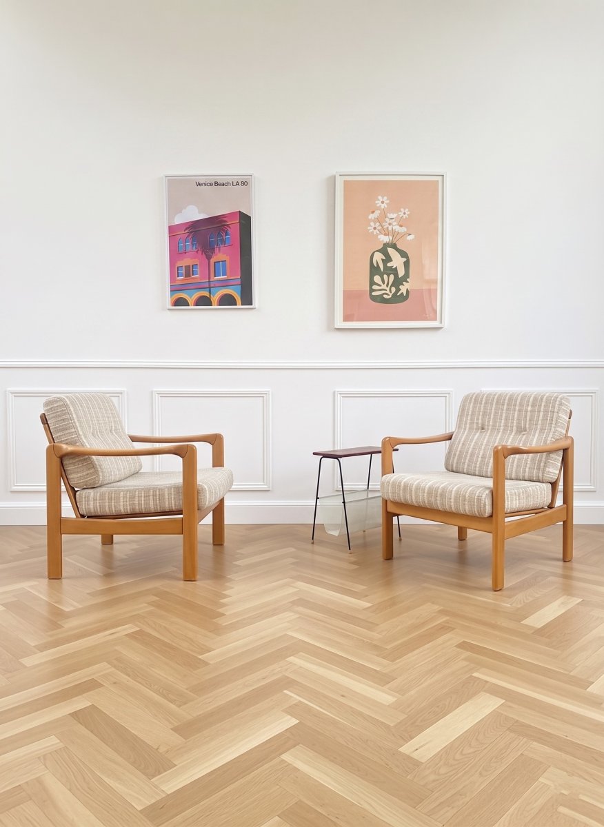 Fauteuils vintage en bois massif