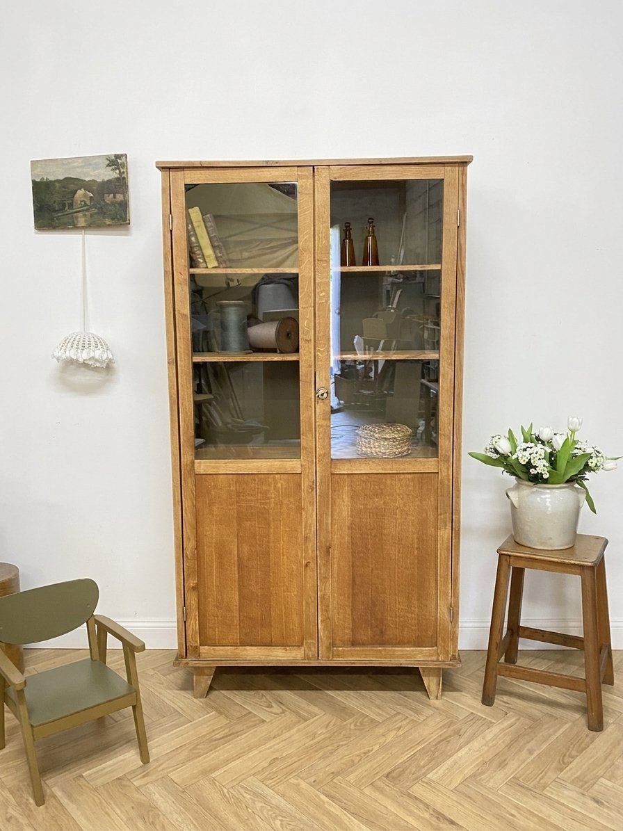 Bibliothèque vintage aux portes vitrée