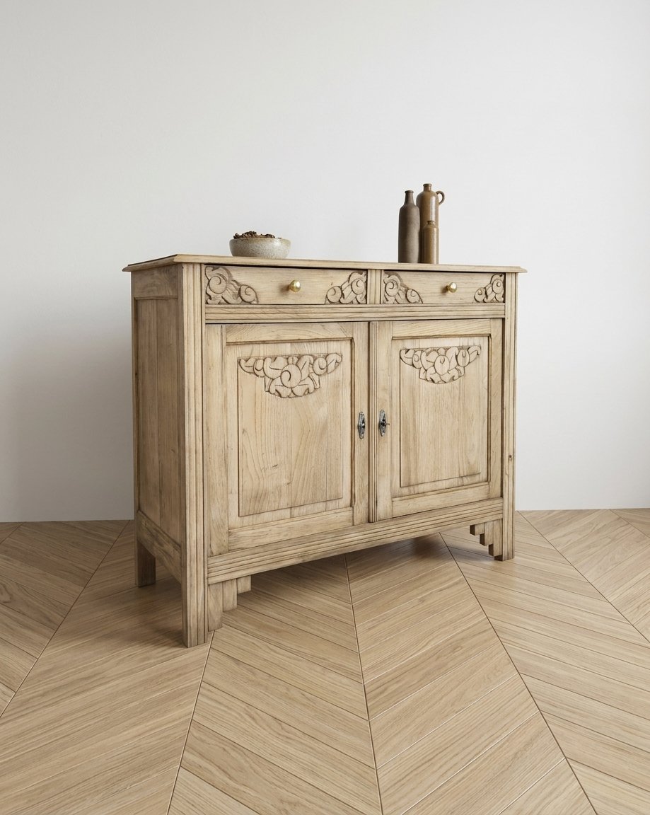 Vintage Art Deco Parisian Sideboard In Solid Wood