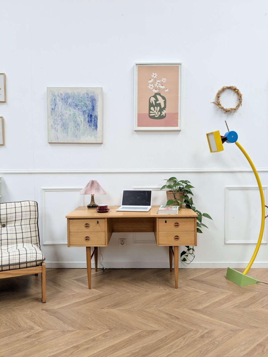 Bureau Scandinave Bois Blond Années 70