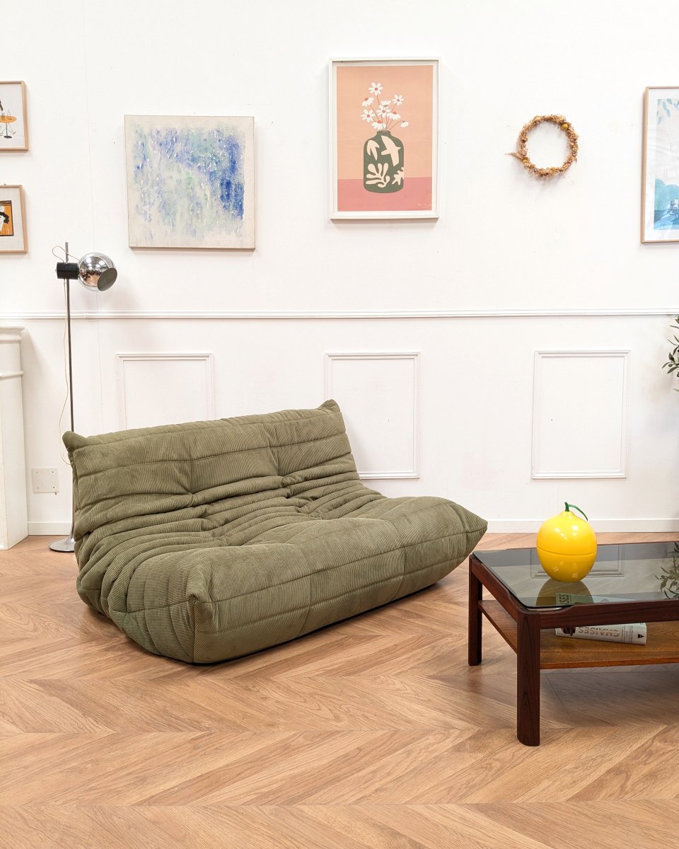 Togo 2-seater Sofa In Green Corduroy