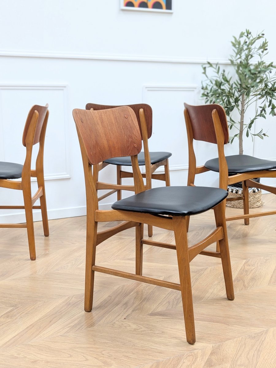 4 Chaises en Teck Scandinaves Années 60
