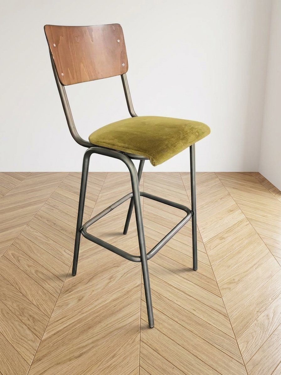 Vauzelle Vintage High Chairs – Green Velvet Seat