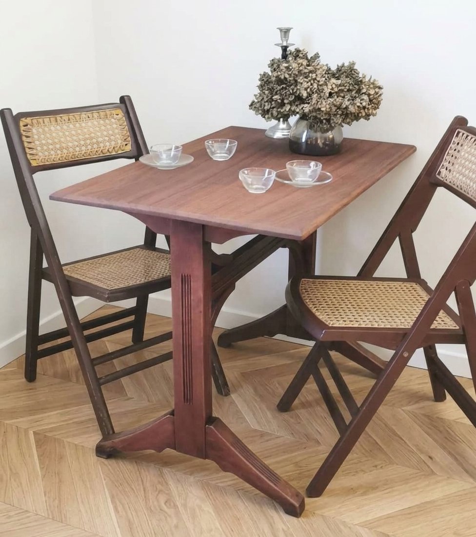 Pair Of Vintage Wooden Chairs – Canework Back And Seat