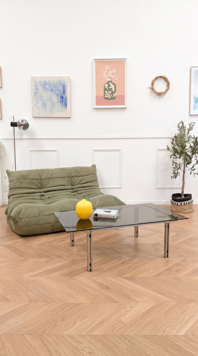 Coffee Table In Smoked Glass And Chrome Steel Horst Brüning Kill International 1960